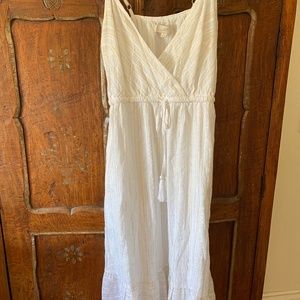 PETITE SHIMMER STRIPE STRAPPY POCKET DRESS WHITE